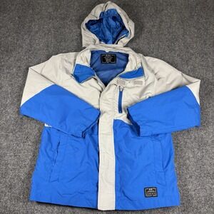 Nike Jacket Youth Medium Hoodie Blue Black Embroider Swoosh Outdoor Snow Coat